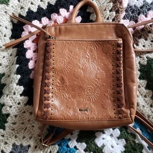 The Sak Loyola Leather Mini Backpack Floral Embossed Convertible Bag Boho